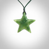 Hand made jade star pendant. Star shaped necklace hand made from Jade, delivered with Express Courier. We provide this pendant on an adjustable cord and packaged in a woven kete pouch.